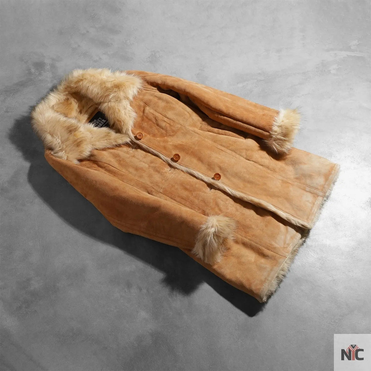 Erica Shearling Beige Leather Coat Clanton Jacket