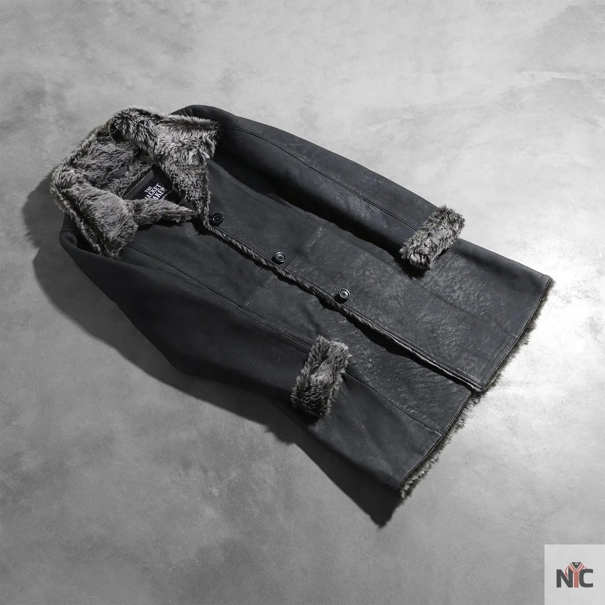 Erica Shearling Black Leather Coat Clanton Jacket