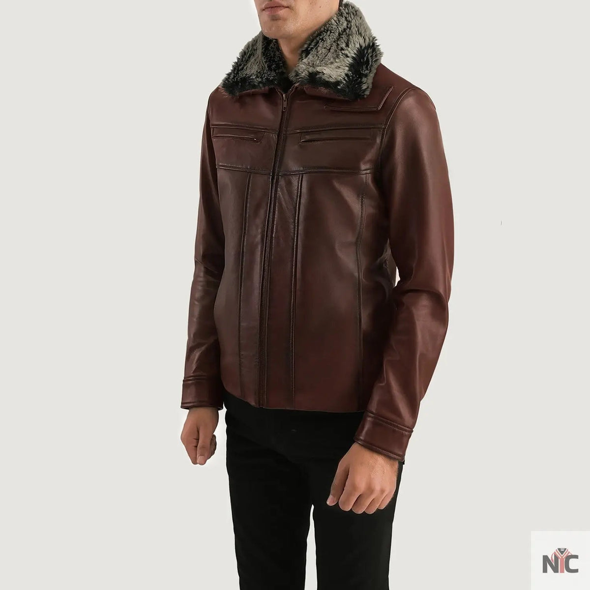 Evan Hart Fur Brown Leather Jacket Clanton Jacket