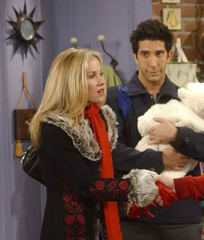 FRIENDS Season 09 Amy Green Fur Collar Coat - view 3