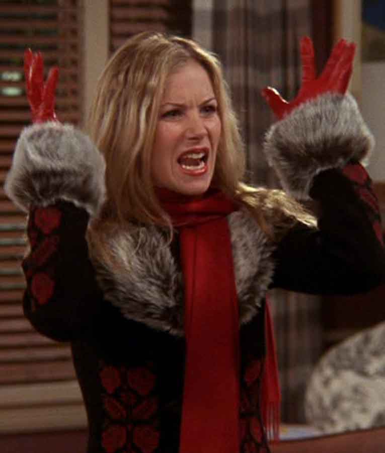 FRIENDS Season 09 Amy Green Fur Collar Coat