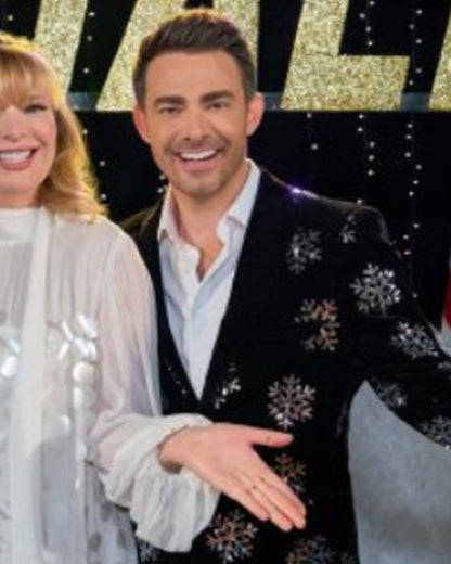 Finding Mr Christmas S02 Jonathan Bennett Snowflake Velvet Blazer