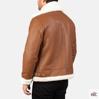 Francis B-3 Brown Leather Bomber Jacket Clanton Jacket