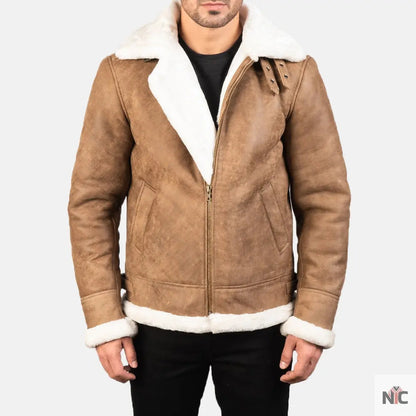 Francis B-3 Distressed Brown Leather Bomber Jacket Clanton Jacket