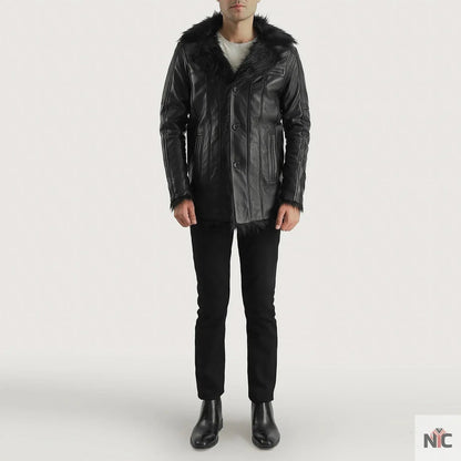 Furcliff Black Leather Coat Clanton Jacket