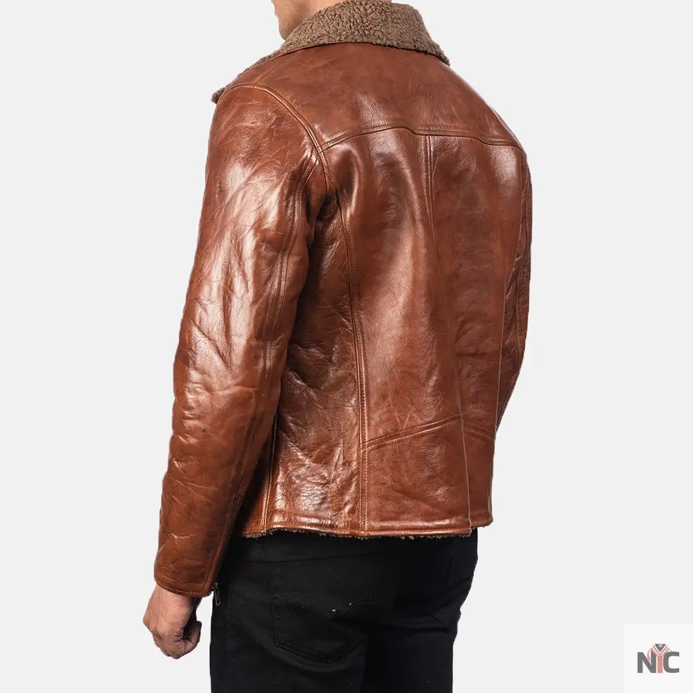 Furton Disressed Black Leather Biker Jacket Clanton Jacket