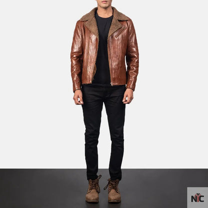 Furton Disressed Black Leather Biker Jacket Clanton Jacket