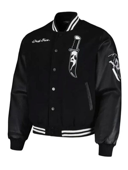 Ghost Face Halloween 2026 Black Varsity Jacket