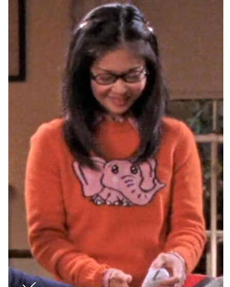 Lane Kim Gilmore Girls Season 3 Elephant Print Orange Sweater
