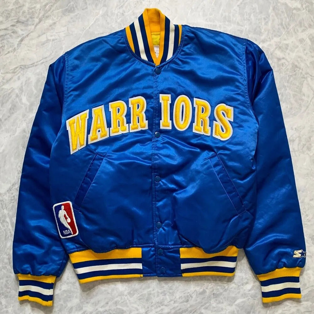 Golden State Warriors 90s NBA Royal Satin Jacket
