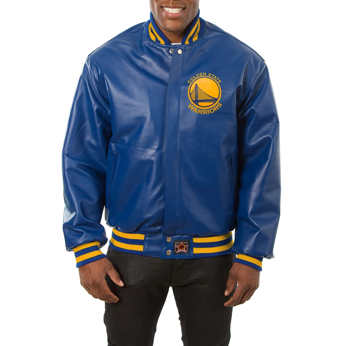 Golden State Warriors Blue Leather Varsity Jacket