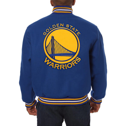 Golden State Warriors Blue Wool Varsity Jacket - back view
