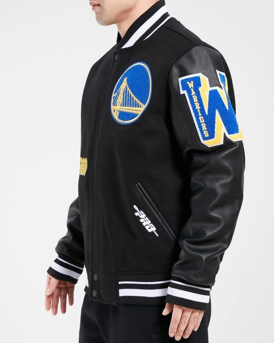 Golden State Warriors Old English Wool Varsity Jacket - detail view