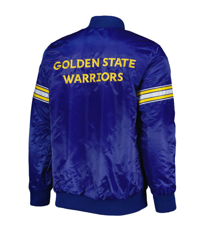 Golden State Warriors Pick & Roll Full-Snap Satin Varsity Jacket - back view