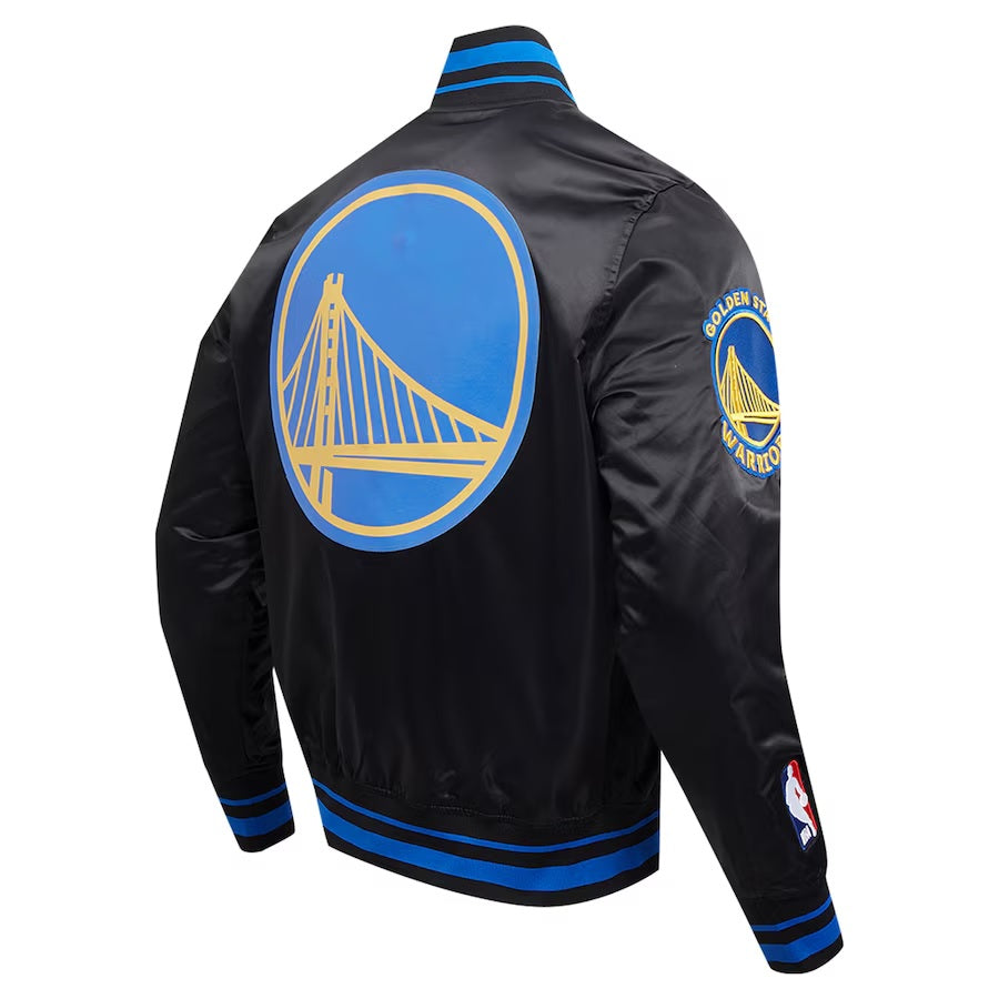 Golden State Warriors Script Tail Satin Varsity Jacket