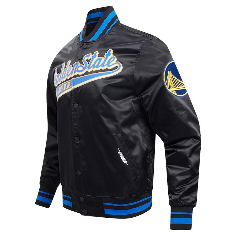 Golden State Warriors Script Tail Satin Varsity Jacket - alternate view