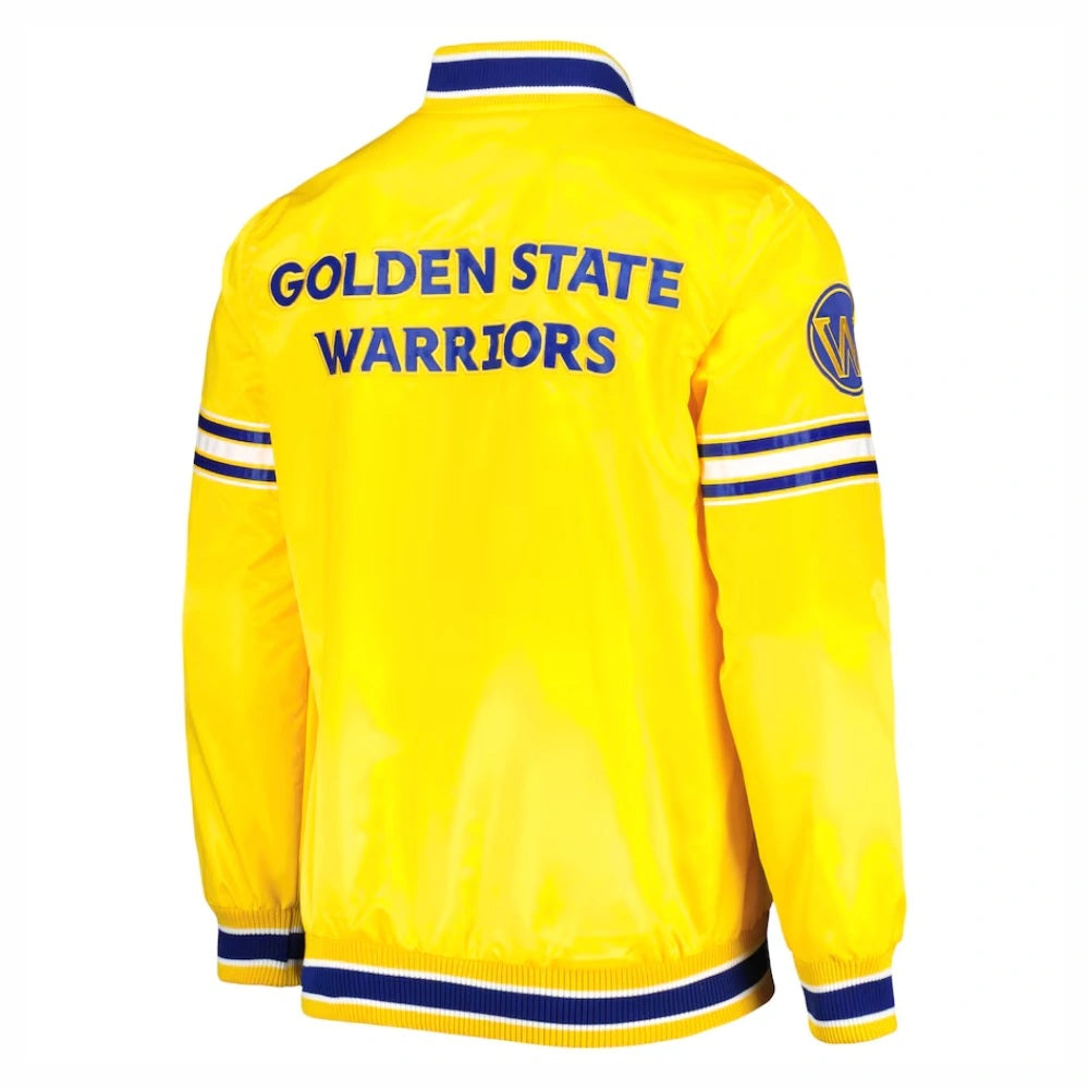 Golden State Warriors Slider Full-Snap Satin Varsity Jacket - back view
