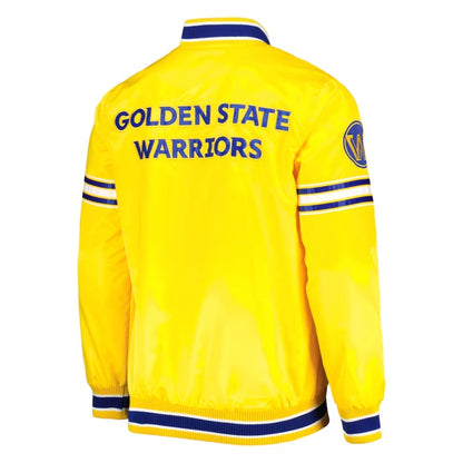 Golden State Warriors Slider Full-Snap Satin Varsity Jacket - back view