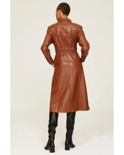 Good Morning America Rhiannon Ally Brown Leather Shirt Dress - view 3