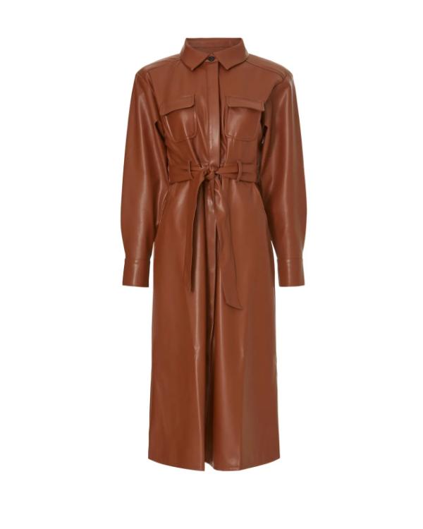 Good Morning America Rhiannon Ally Brown Leather Shirt Dress - view 4