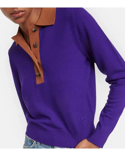 Sophie Flay Good Morning America 2026 Purple Polo Sweater - back view