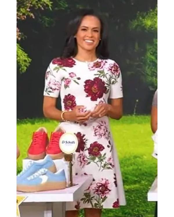 Good Morning America Linsey Davis White Floral Dress Clanton Jacket