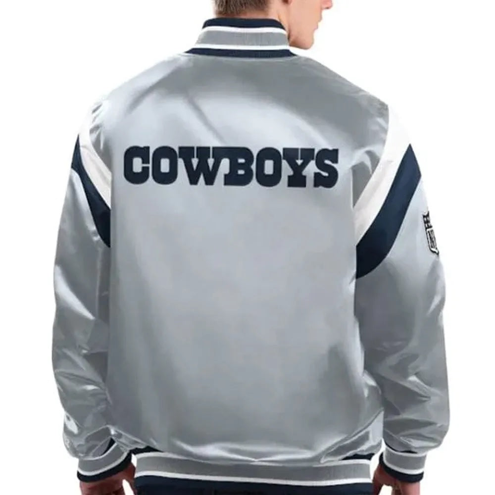 Gray Dallas Cowboys Shutout Satin Jacket - back view