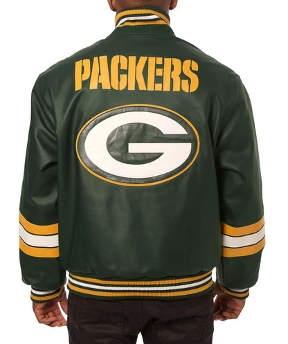 Green Bay Packers Leather Jacket - back view