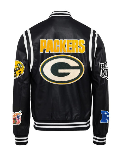 Green Bay Packers Jeff Hamilton Vegan Leather Jacket - back view