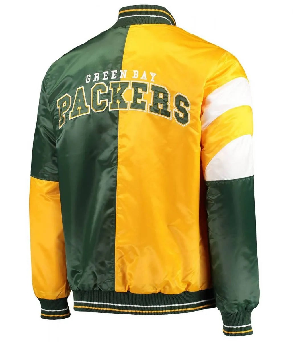 Green Bay Packers Leader Satin Full-Snap Jacket - back view