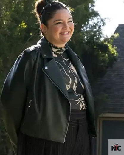 Hacks S03 Megan Stalter Black Leather Jacket Clanton Jacket