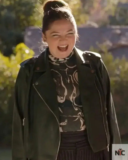 Hacks S03 Megan Stalter Black Leather Jacket Clanton Jacket