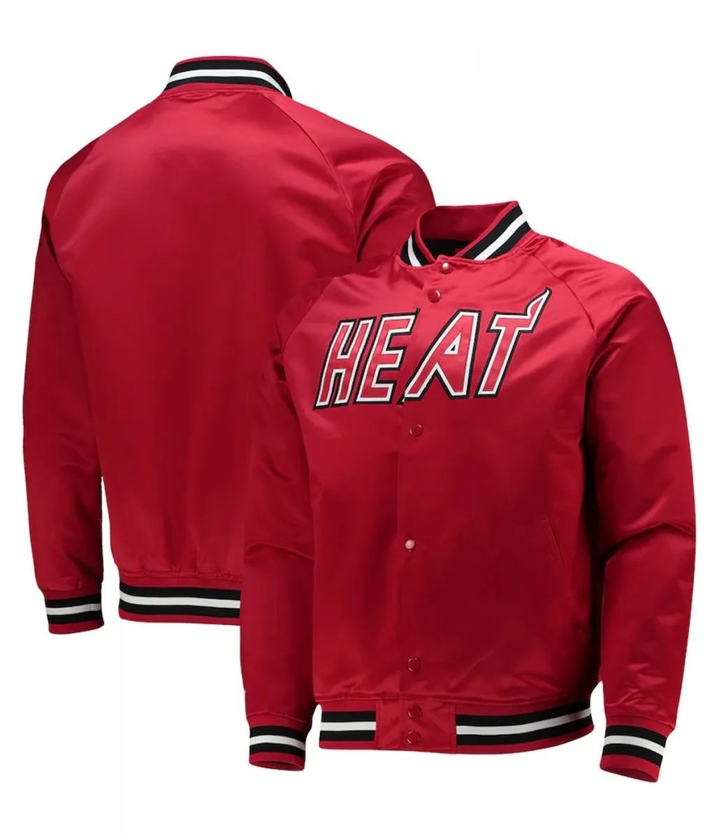 Hardwood Classics Miami Heat Red Jacket - side view