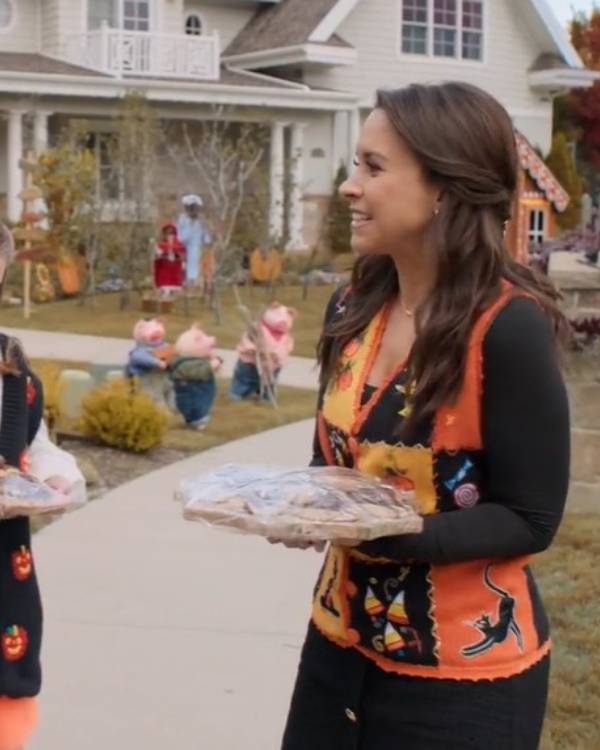 Lacey Chabert Haul Out the Halloween Orange Knit Vest - front view