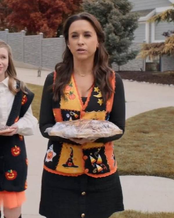 Lacey Chabert Haul Out the Halloween Orange Knit Vest - back view