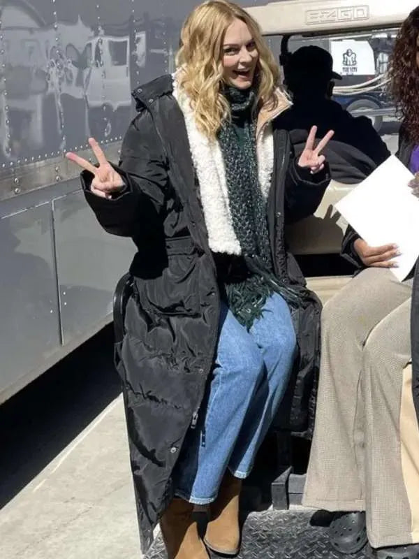 Heather Graham Best Christmas Ever 2023 Black Trench Coat