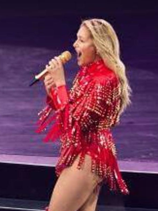 Helene Fischer 360 Stadion Tour Red Fringed Crop Jacket