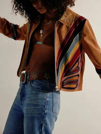 Days of Our Lives 2026 Ashley Puzemis Striped Suede Jacket - view 2
