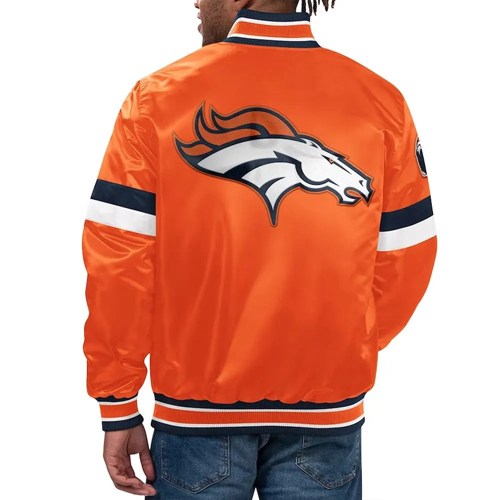 Home Game Denver Broncos Orange Satin Jacket - back view
