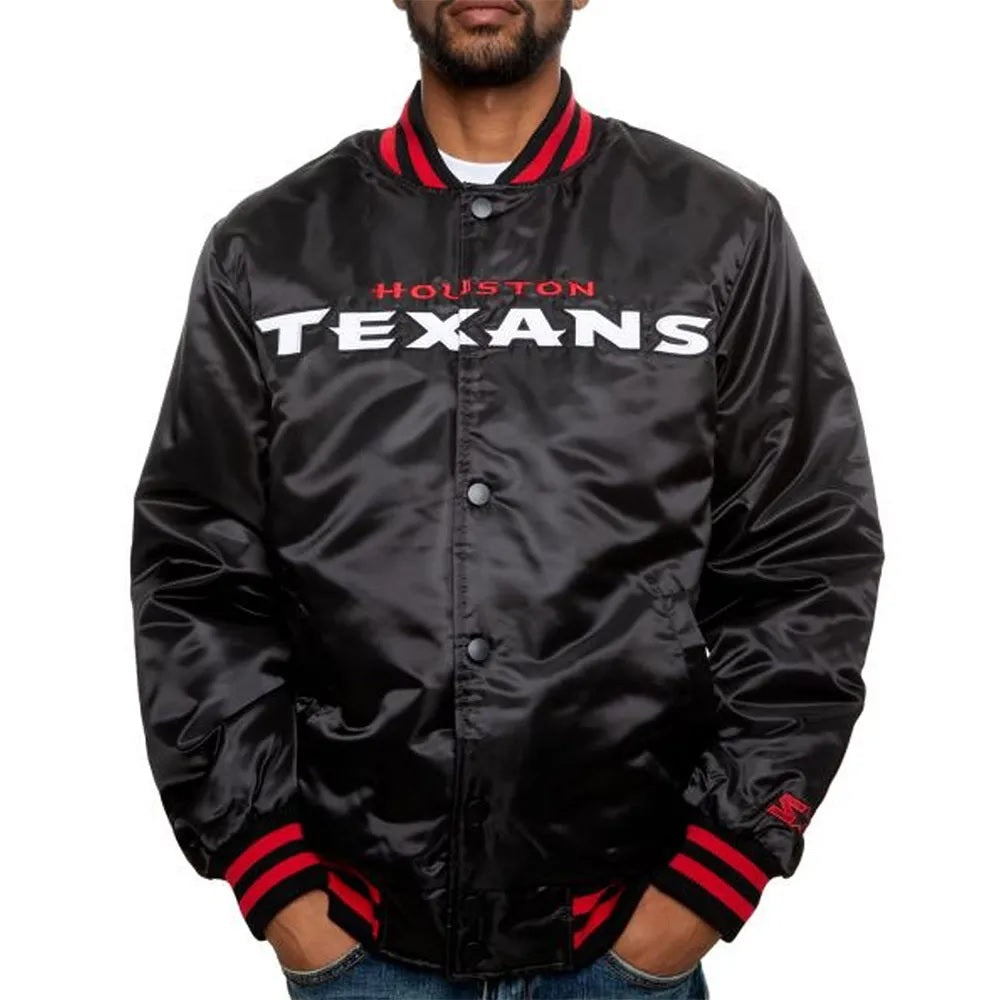 Houston Texans Black Satin Jacket - back view