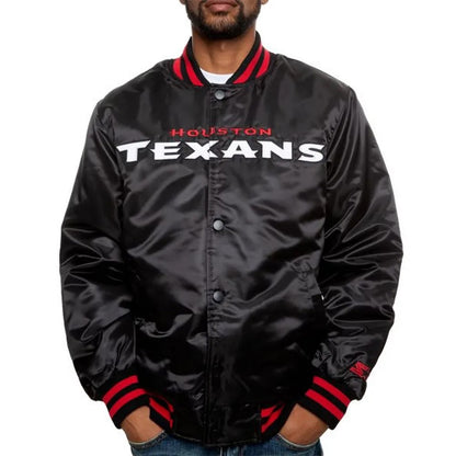 Houston Texans Black Satin Jacket - back view