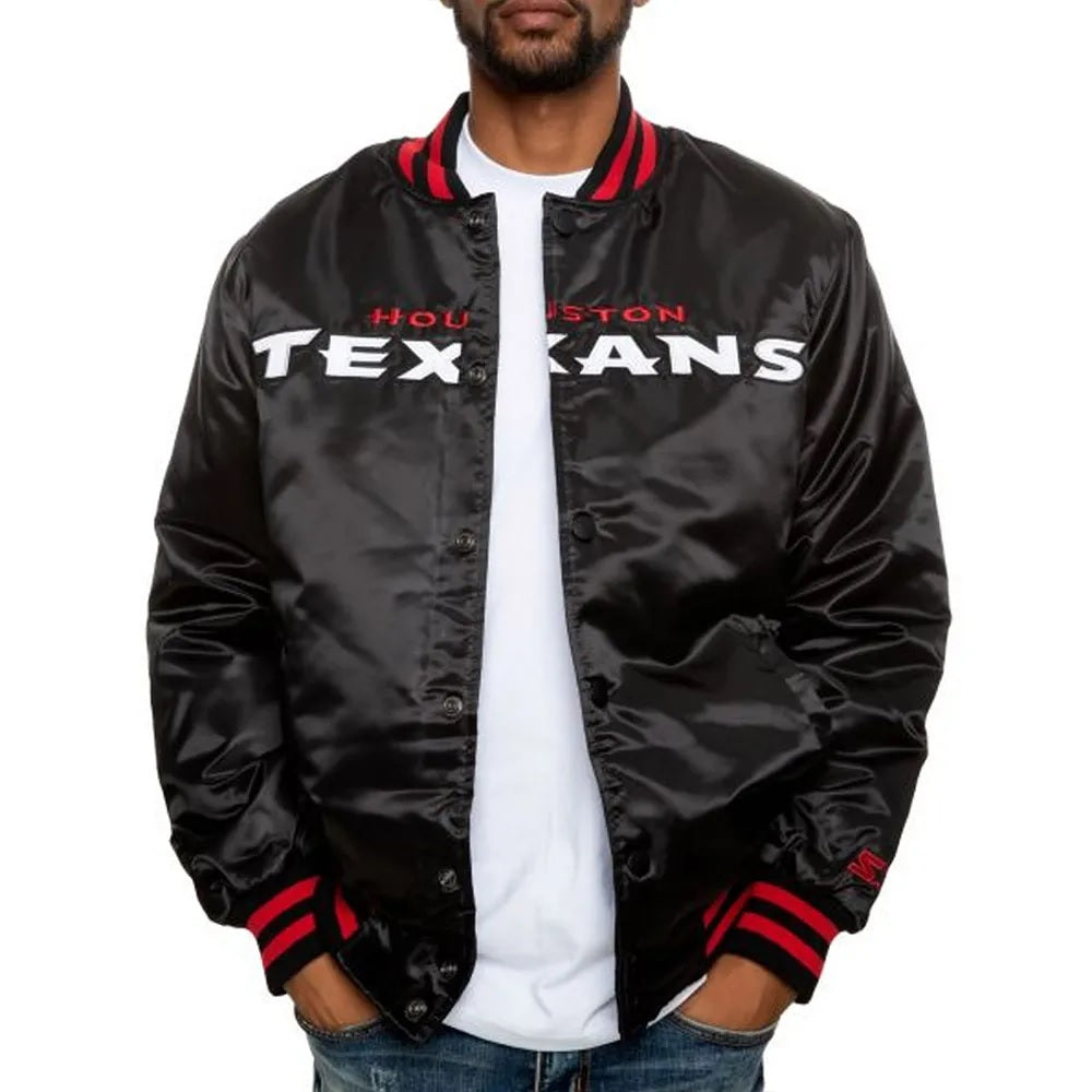 Houston Texans Black Satin Jacket - detail view