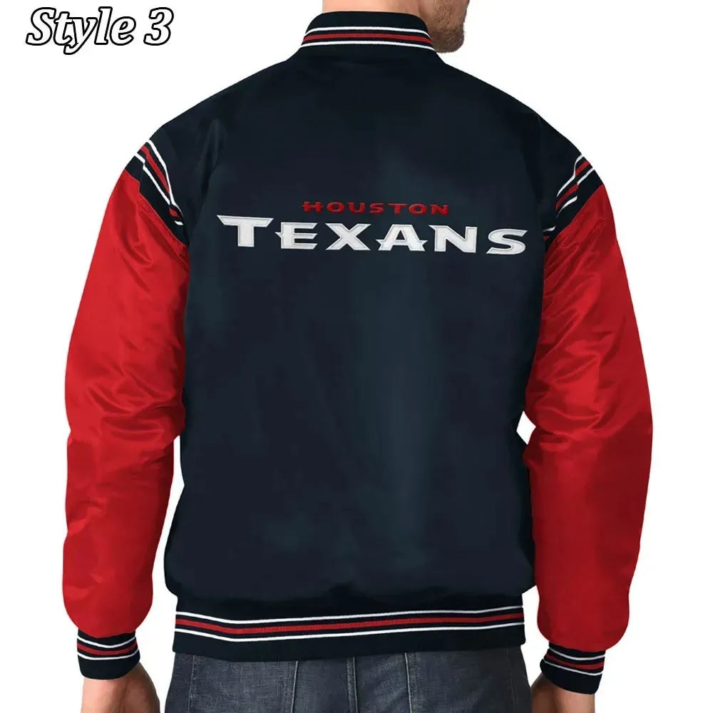 Houston Texans Enforcer Navy and Red Satin Jacket - side view