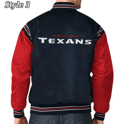 Houston Texans Enforcer Navy and Red Satin Jacket - side view