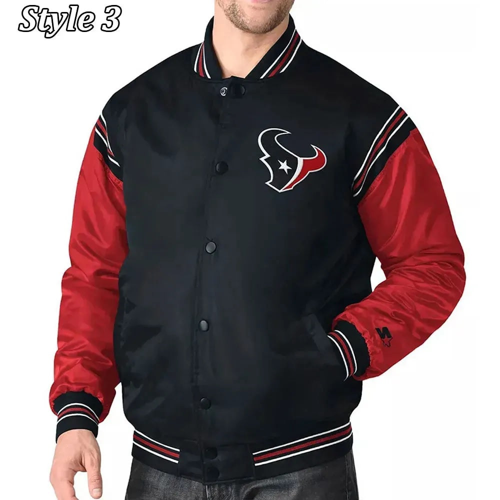 Houston Texans Enforcer Navy and Red Satin Jacket - alternate view
