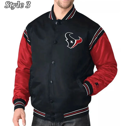 Houston Texans Enforcer Navy and Red Satin Jacket - alternate view