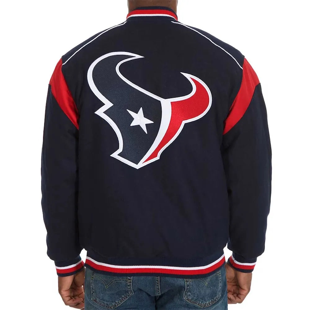 Houston Texans Teddy Embroidered Varsity Wool Jacket - back view