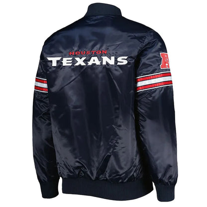 Houston Texans The Pick and Roll Navy Blue Satin Jacket - back view