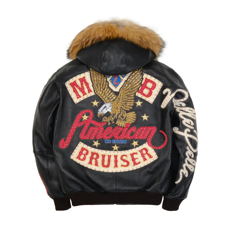 Pelle Pelle American Bruiser Black Hooded Jacket - back view