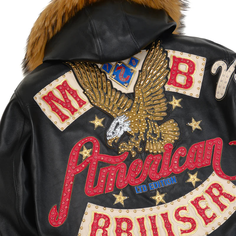 Pelle Pelle American Bruiser Black Hooded Jacket - detail view